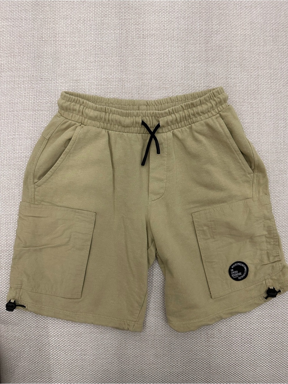 Zara Kids Olive Green Cargo Shorts with Black Drawstring